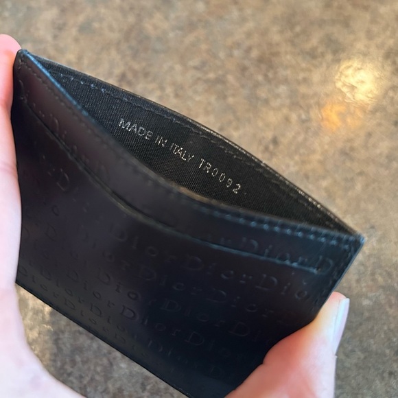 Christian Dior Black Leather Logo Engraved Card Case NWOT - Picture 9 of 9